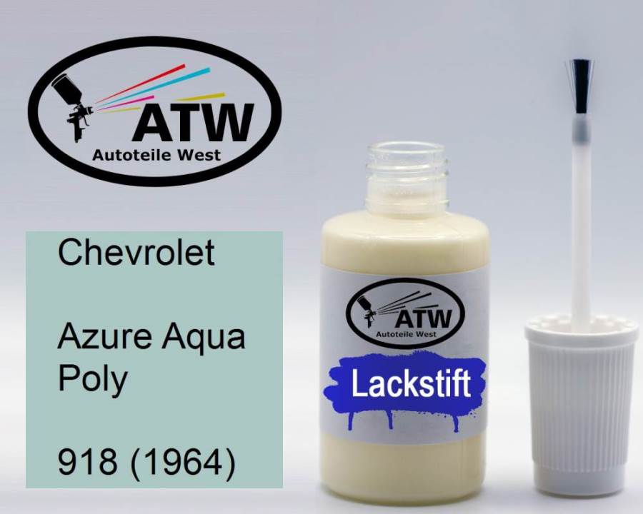 Chevrolet, Azure Aqua Poly, 918 (1964): 20ml Lackstift, von ATW Autoteile West.